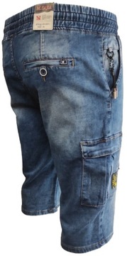 Spodenki Męskie Jeansowe Krótkie Bojówki Spodnie Jeans W38