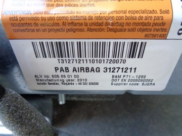 ПОДУШКА БЕЗОПАСНОСТИ ПАССАЖИРА VOLVO V70 III XC70 S80 II