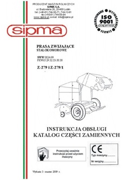 SIPMA Z-279, Z-279/1 instrukcja obsługi, katalog części (2009)