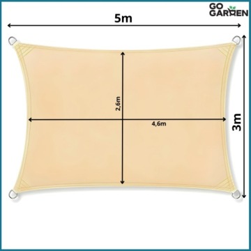 Садовый тент-парус бежевый водонепроницаемый большой тент-чехол 3x5 м