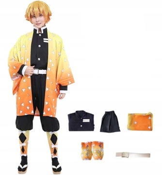KOSTIUM ANIME COSPLAY ZENITSU AGATSUMA STRÓJ 110-180cm