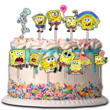 TOPPER SPONGEBOB NA TORT BABECZKI POSTACI 13 sztuk