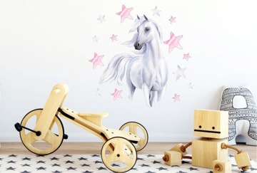 Pastelowy KOŃ Naklejka na ścianę 100x100cm Gwiazdy