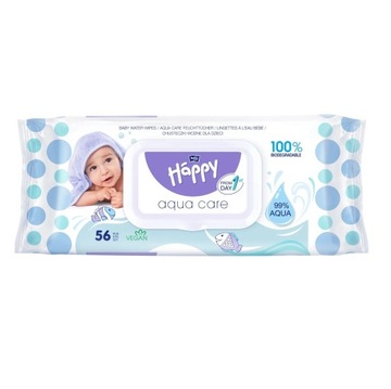 HAPPY AQUA CARE chusteczki nawilżane wodą 56szt.