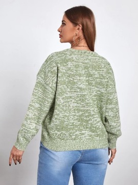 Sweter damski casual z dekoltem V zielony XL 42