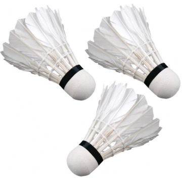 Волан для бадминтона ENERO FEATHER, 3 ШТ, БЕЛЫЙ