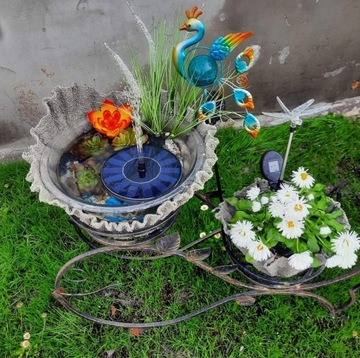 Солнечный плавающий фонтан для бассейна на балконе, 3 форсунки