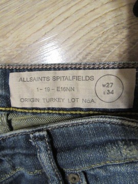 ALLSAINTS jeansy rurki granat super 27 x 34