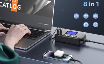 ЗАРЯДНОЕ УСТРОЙСТВО USB 8-ПОРТОВАЯ ЗАРЯДНАЯ СТАНЦИЯ 12А С ЖК-ДИСПЛЕЕМ