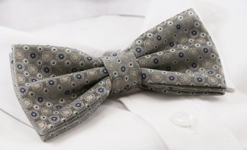 Мужской галстук-бабочка и нагрудный платок - Альти - Бежевый в горошек