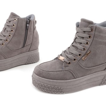 СЕРЫЕ ЖЕНСКИЕ БОТИЛЬНИКИ КРОССОВКИ НА ТЕЛЕФОННОЙ ПЛАТФОРМЕ СПОРТИВНЫЕ ТАПОЧКИ