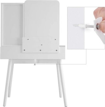 Туалетный столик с ящиками и зеркалом, белое дерево.