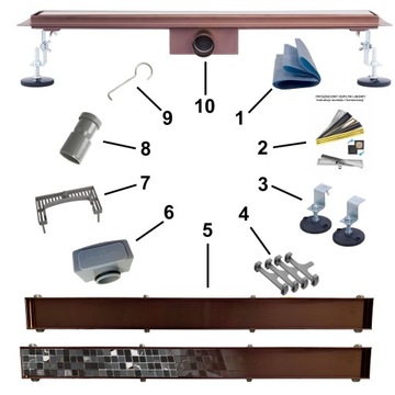 X-HOME ODPŁYW LINIOWY 90 cm MIEDŹ MIEDZIANY PVD