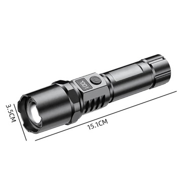 МОЩНЫЙ СВЕТОДИОДНЫЙ ФОНАРЬ С ЖК-ДИСПЛЕЕМ ZOOM, ПЕРЕЗАРЯЖАЕМЫЙ USB C SURVIVAL