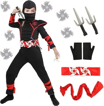 Strój Ninja Wojownik Samuraj Akcesoria 134/140