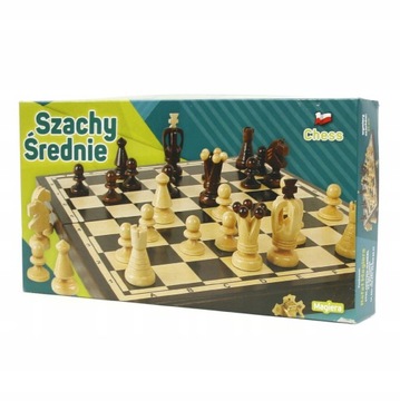 Szachy drewniane ŚREDNIE 31 cm Magiera