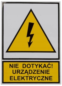 Naklejka ostrzegawcza Nie dotykać urządzenie elektryczne 105x148 NDUE 1szt.