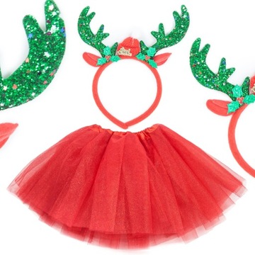 НАРЯД Рождественское ПЛАТЬЕ Юбка ОЛЕНЬ АКСЕССУАРЫ