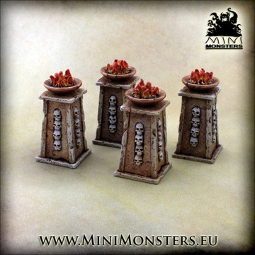 Cursed Tomb Flame Plinths - teren do gier bitewnych, WARHAMMER, Warmachine,