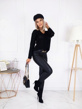 Zjawiskowy KOBIECY SWETEREK Ażurowy V-NECK KOLORY