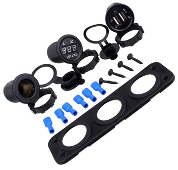 GNIAZDO ZAPALNICZKI Z PORTAMI USB + WOLTOMIERZ