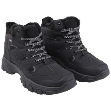 МУЖСКАЯ ЗИМНЯЯ СПОРТИВНАЯ ОБУВЬ ТЯЖЕЛЫЕ УТЕПЛЕННЫЕ СНЕЖНЫЕ БОТИНКИ, ЧЕРНЫЕ ТРАПЕРЫ