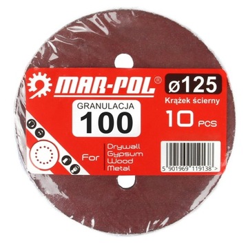 KRĄŻEK ŚCIERNY PAPIER Z OTWORAMI 125MM P100