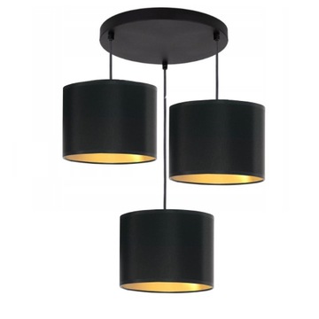 LAMPA WISZĄCA SUFITOWA ŻYRANDOL ZWIS ABAŻUR GOLD E27 3-PUNKTOWA