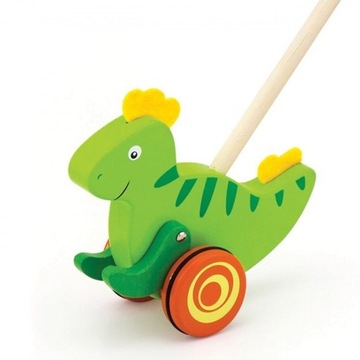 DREWNIANY DINOZAUR PCHACZ NA KIJU VIGA TOYS ZWIERZĄTKO