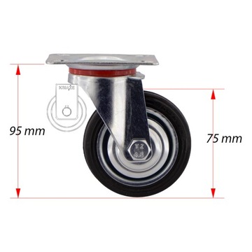 НАБОР ИЗ 4 ШТ. Полочная тележка WHEELS fi 75 12STGU75