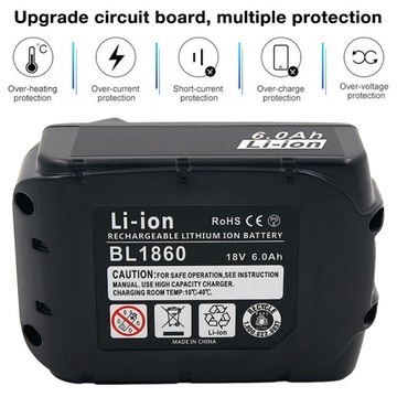 2XMakita LXT BL1860B 18V 6Ah akumulator litowo-jonowy(Li-Ion)ze wskaźnikiem