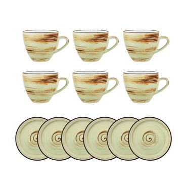 Filiżanka do espresso 75 ml i spodek 11cm Wilmax PORCELANA PISTACJOWA 6 szt