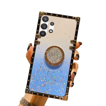 ETUI DO SAMSUNG A32 MOCNE GLITTER BROKAT RING CASE + SZKŁO