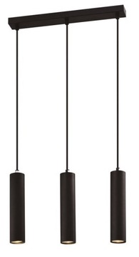 Lampa wisząca czarna tuba 25cm potrójna 3xGU10