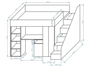 KONKRET 14 двухъярусная кровать-мезонин с письменным столом
