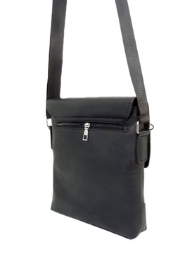 МУЖСКАЯ КОЖАНАЯ СУМКА, ЧЕРНАЯ С КЛАПАНОМ