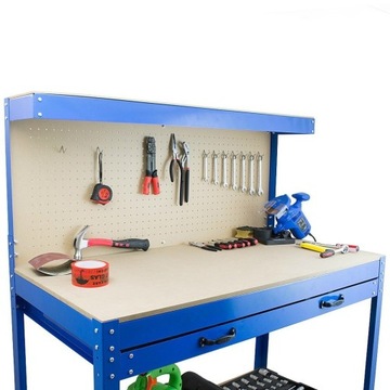 Стол для инструментов, большая столешница, выдвижные ящики, доска с крючками, мастерская.