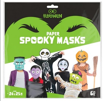 Бумажные маски Halloween Monsters 24х23см 6шт.