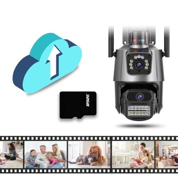 ДВОЙНАЯ WIFI IP УМНАЯ НАРУЖНАЯ КАМЕРА 1080p FULL HD 2x3MP ОБНАРУЖЕНИЕ ТРЕВОГИ