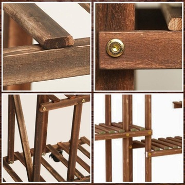 ДЕРЕВЯННАЯ ПОДСТАВКА ДЛЯ ЦВЕТОВ ПОЛКА ДЛЯ ЦВЕТОВ 95 СМ ПРОЧНАЯ МНОГОЯРУСНАЯ