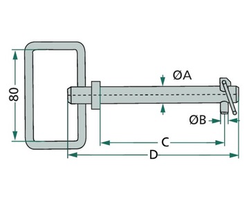 Верхний соединительный штифт с цепочкой 200 мм и 25 мм.