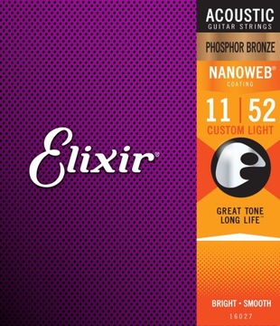 Струны Elixir NanoWeb Phosphor Bronze 11-52 16027
