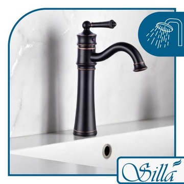 BATERIA UMYWALKOWA STOJĄCA ADELTA CZARNA WYSOKA RETRO PERLATOR