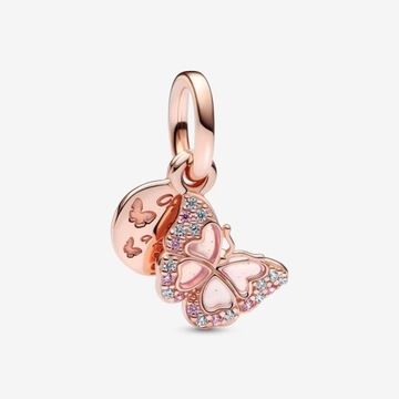 Charms ze srebra 925/ Podwójna zawieszka Różowy mo