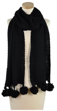 SALE-%ardzo długi SZALIK z POMPONAMI sz1872-5