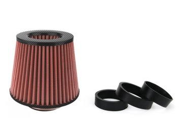 Красный конусный воздушный фильтр CARBON + 3 адаптера AMIO-01713