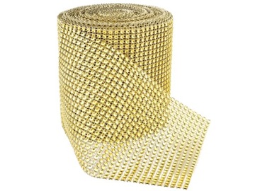 TAŚMA Z CYRKONIAMI-DIAMENTOWA 12CM X 9M ZŁOTA