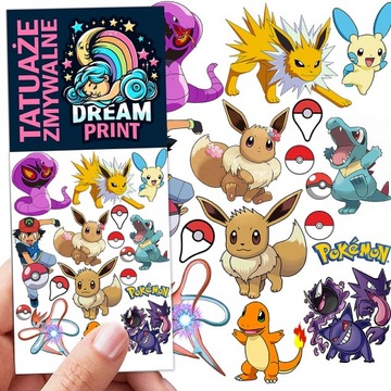 TATUAŻE ZMYWALNE DLA DZIECI DZIECIĘCE POKEMON WZORY JAKOŚĆ