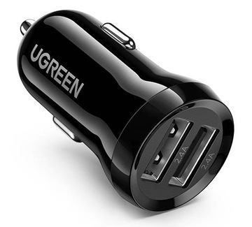 UGREEN SZYBKA ŁADOWARKA SAMOCHODOWA ZASILACZ DO ZAPALNICZKI 2X USB 2,4A 24W