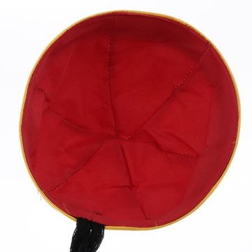 Czapka orientalna w stylu chińskim z kucykiem, czapki Cosplay w kolorze żółtym